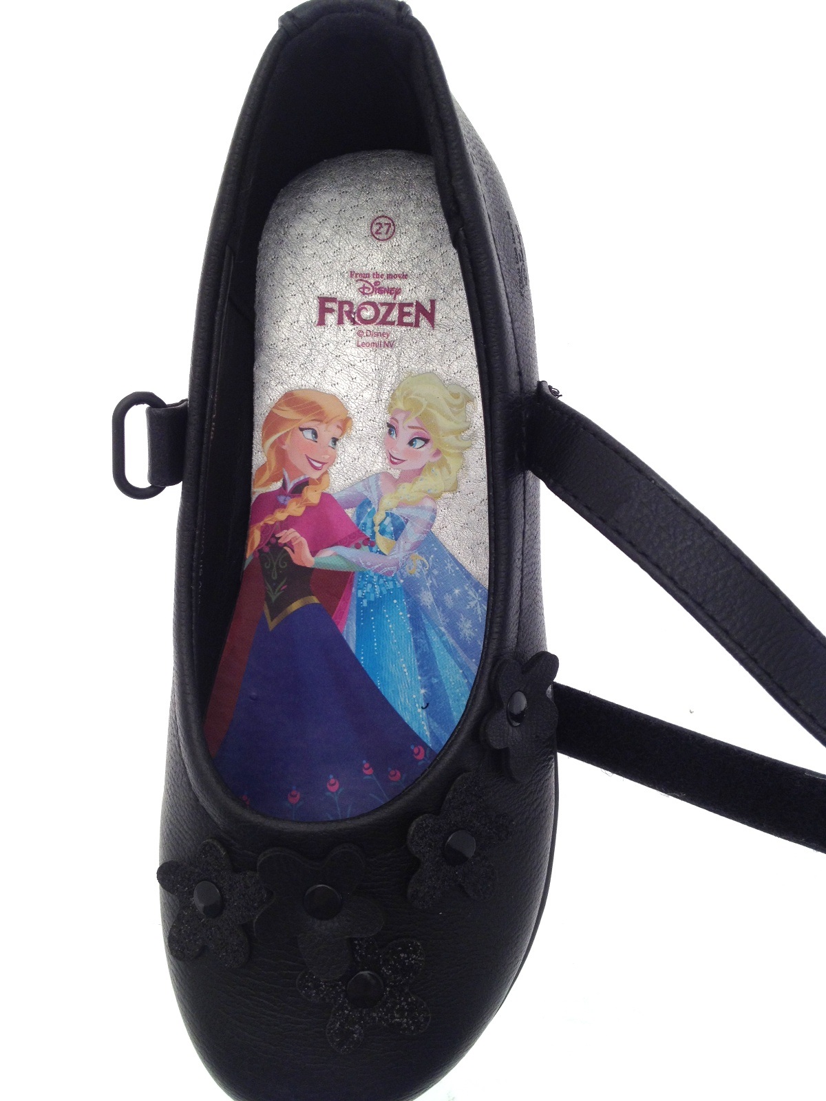 Kids Girls Black Disney Frozen School Shoes Faux Leather T Bar Mary